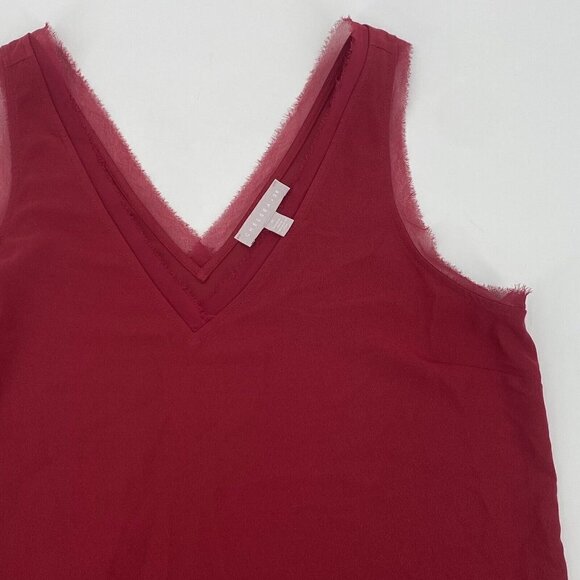 Chelsea28 Size M Sleeveless Gauze Raw Edge Maroon Burgundy Blouse - Picture 3 of 8